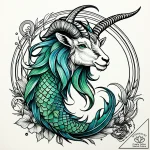 Tattoo design a capricorn goat-fish, half ear… – style Jaeger Simple – tattoo sketch (21.12.2025 04:57)