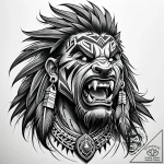 Tattoo sketch, chief bogo roaring with author… – style Jaeger Simple – tattoo sketch (21.12.2025 14:17)