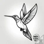 Tattoo sketch, hummingbird hovering near trum… – style Jagger Old – tattoo sketch (21.12.2025 14:56)