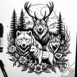 Tattoo design a family of animals (e.g., bear… – style Jaeger Simple – tattoo sketch (21.12.2025 15:36)