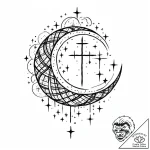 Tattoo sketch, thin crescent moon surrounded… – style Jaeger Mini – tattoo sketch (21.12.2025 17:17)