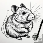 хомяк, tattoo line art, black outline only, p… – style Jaeger Simple – tattoo sketch (21.12.2025 23:37)