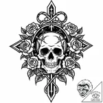 Tattoo sketch, gothic style skull surrounded… – style Jaeger Mini – tattoo sketch (22.12.2025 02:37)