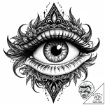 A fantastical beast’s eye peering from shadow… – style Jaeger Mini – tattoo sketch (22.12.2025 05:17)