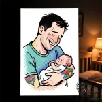 A tired but happy new father holding his slee… – style Flux Inscriptions – tattoo sketch (23.12.2025 23:17)