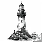 A shot of a lighthouse keeper looking out to… – style Jaeger Mini – tattoo sketch (23.12.2025 23:57)