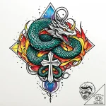 Quicksilver serpent devouring light, artistic… – style Jaeger Mini – tattoo sketch (24.12.2025 13:16)