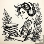Tat tattoo sketch, college student with books… – style Jaeger Simple – tattoo sketch (24.12.2025 14:16)
