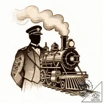 Tattoo sketch, polar express conductor silhou… – style Flux Inscriptions – tattoo sketch (24.12.2025 15:17)