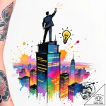Tat tattoo sketch, startup founder standing a… – style Flux Inscriptions – tattoo sketch (24.12.2025 19:17)