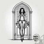 Tattoo sketch, coraline standing in front of… – style Jagger Old – tattoo sketch (24.12.2025 20:17)