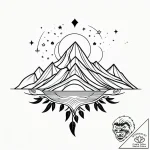 A shot of a desert oasis., tattoo line art, m… – style Jagger Old – tattoo sketch (25.12.2025 00:16)