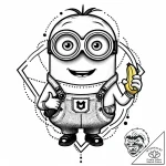 Tattoo sketch, minion with goggles and banana… – style Jaeger Mini – tattoo sketch (25.12.2025 01:17)