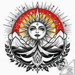 Apocalyptic sun bleeding into sky, tattoo fla… – style Jagger Old – tattoo sketch (25.12.2025 01:37)