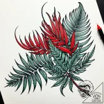 Tat tattoo sketch, curling fern fronds with d… – style Jaeger Simple – tattoo sketch (25.12.2025 02:17)