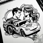 Tattoo sketch, lightning mcqueen and sally ro… – style Jaeger Simple – tattoo sketch (25.12.2025 03:36)