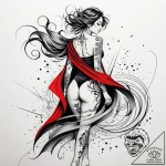 Tattoo sketch, anna with cape swirling in win… – style Jaeger Simple – tattoo sketch (25.12.2025 04:57)