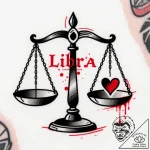 Tattoo sketch libra’s scales with a small, st… – style Flux Inscriptions – tattoo sketch (25.12.2025 07:17)