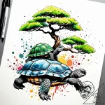 A bonsai tree growing on a turtle’s back, tat… – style Jaeger Simple – tattoo sketch (25.12.2025 07:36)