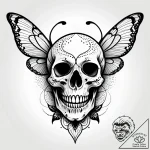Tat tattoo sketch, skull with delicate butter… – style Jagger Old – tattoo sketch (25.12.2025 08:17)