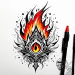 Tattoo sketch, calcifer flame with tribal pat… – style Jaeger Simple – tattoo sketch (25.12.2025 08:57)