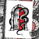 Ethereal serpent circling ancient gate, tatto… – style Flux Inscriptions – tattoo sketch (25.12.2025 09:57)