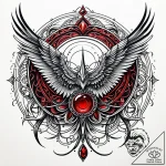 Quill beneath spectral halo, tattoo line art,… – style Jaeger Simple – tattoo sketch (25.12.2025 12:57)