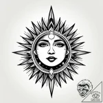 Tat tattoo sketch, abstract sun and moon with… – style Jagger Old – tattoo sketch (25.12.2025 16:17)