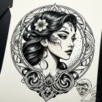 Sunlight caught in broken mirror, tattoo line… – style Jaeger Simple – tattoo sketch (25.12.2025 16:56)