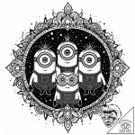 Tattoo sketch, minions silhouette with glowin… – style Jaeger Mini – tattoo sketch (25.12.2025 17:17)
