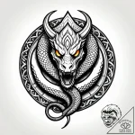 Apocalyptic serpent crushing city, tattoo fla… – style Jagger Old – tattoo sketch (25.12.2025 17:37)