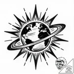 Tattoo design a planet with a powerful, prote… – style Flux Inscriptions – tattoo sketch (25.12.2025 23:17)