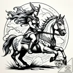Tat tattoo sketch, norse valkyrie riding armo… – style Jaeger Simple – tattoo sketch (25.12.2025 23:36)