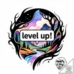 Tattoo design a level up notification overlai… – style Flux Inscriptions – tattoo sketch (26.12.2025 01:58)