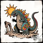 Kaiju rising from sunken ruins, concept art f… – style Flux Inscriptions – tattoo sketch (26.12.2025 05:57)