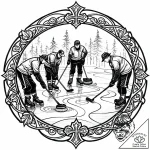 A shot of a curling team sweeping the ice., t… – style Jaeger Mini – tattoo sketch (26.12.2025 06:37)