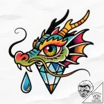 Dragon eye in crystalline tear, concept art f… – style Flux Inscriptions – tattoo sketch (26.12.2025 09:57)