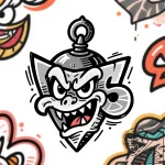 амулет, tattoo line art, black and white sket… – style Flux Inscriptions – tattoo sketch (26.12.2025 12:17)