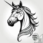 Astral horse with star mane, artistic tattoo… – style Jagger Old – tattoo sketch (26.12.2025 13:17)