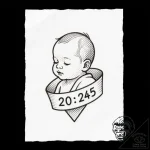 Tattoo design a child’s birthdate in minimali… – style Flux Inscriptions – tattoo sketch (26.12.2025 13:37)