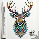 Engraved stag crowned in bone, tattoo sketch… – style Jaeger Simple – tattoo sketch (26.12.2025 16:37)