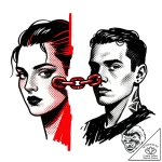 Tattoo sketch two halves of a connected chain… – style Flux Inscriptions – tattoo sketch (26.12.2025 17:38)