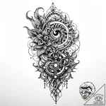 Human spine fused with a metallic, robotic su… – style Jaeger Mini – tattoo sketch (26.12.2025 23:37)