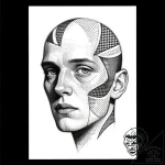 Tat tattoo sketch, abstract human face with c… – style Flux Inscriptions – tattoo sketch (27.12.2025 02:57)