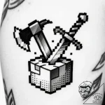 Tattoo sketch a pixelated sword or axe emergi… – style Flux Inscriptions – tattoo sketch (27.12.2025 04:21)