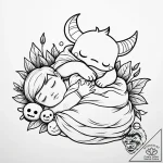 Eskizto, tattoo sketch, boo sleeping with mon… – style Jaeger Simple – tattoo sketch (27.12.2025 05:57)