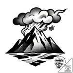 Tattoo sketch, jagged mountain silhouette wit… – style Flux Inscriptions – tattoo sketch (28.12.2025 06:37)