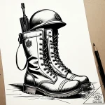 Tattoo design a pair of combat boots standing… – style Jaeger Simple – tattoo sketch (28.12.2025 06:57)