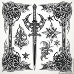 Dwarf forging a sword with a star fragment, t… – style Jaeger Simple – tattoo sketch (28.12.2025 08:16)