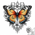 Tat tattoo sketch, colorful butterfly resting… – style Jaeger Mini – tattoo sketch (28.12.2025 08:37)